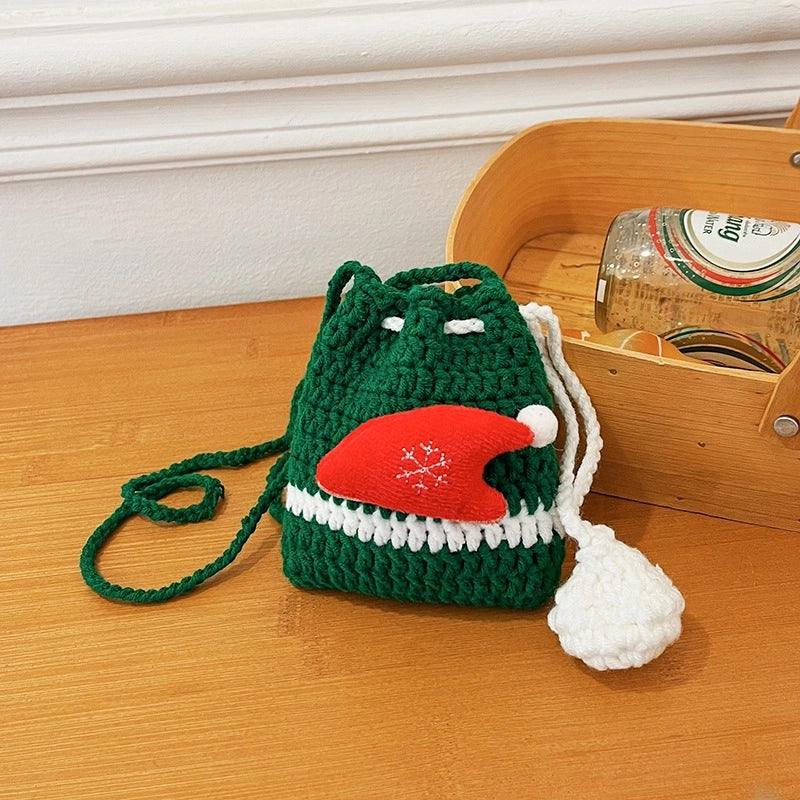 Women's Mini Yarn Color Block Vintage Style Classic Style Bucket String Bucket Bag