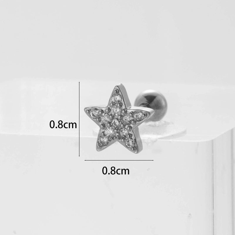 Ear Cartilage Rings & Studs Flower 316L Stainless Steel  Copper Inlaid Zircon