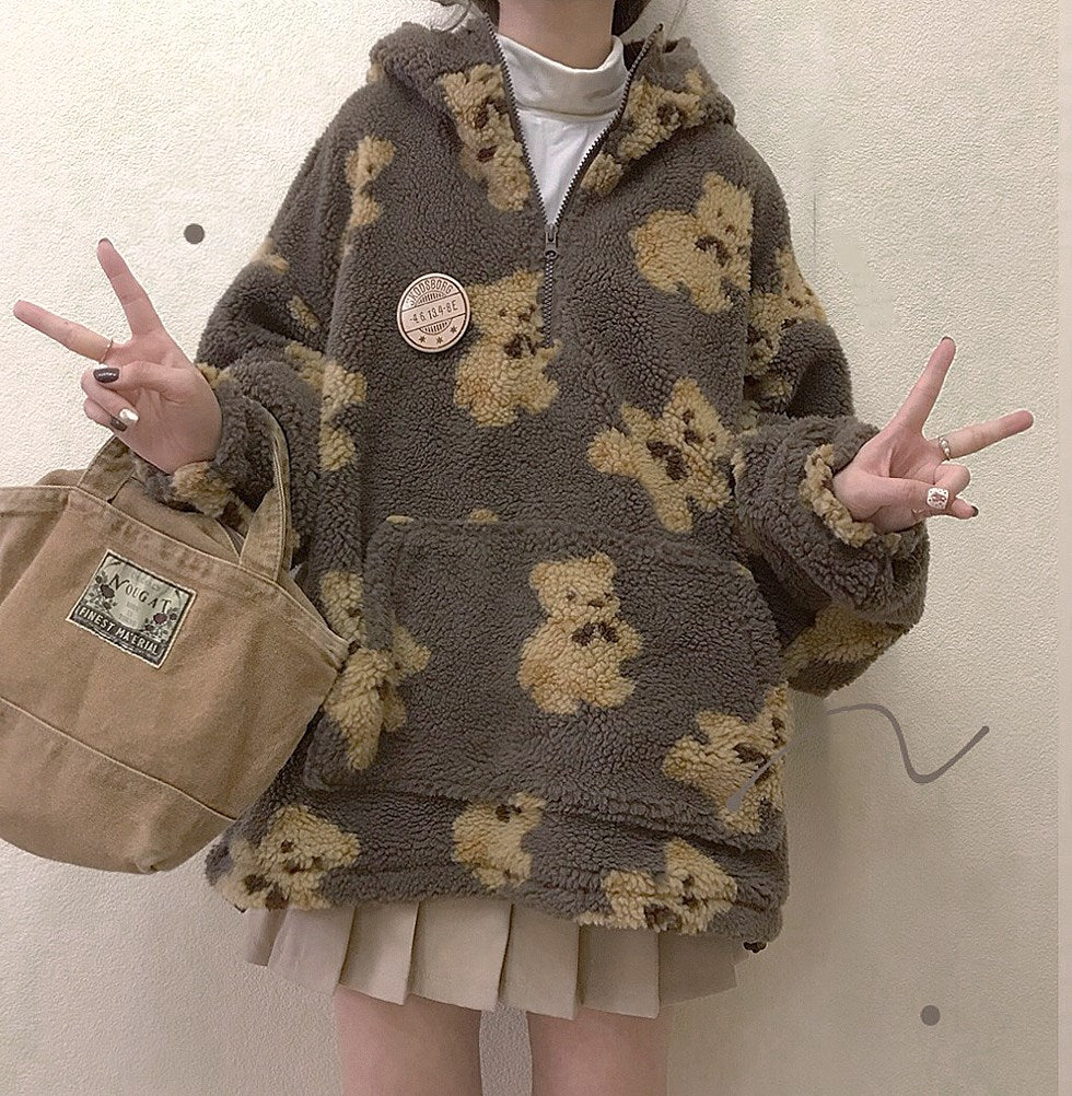 unzzy bear print coat KF50052