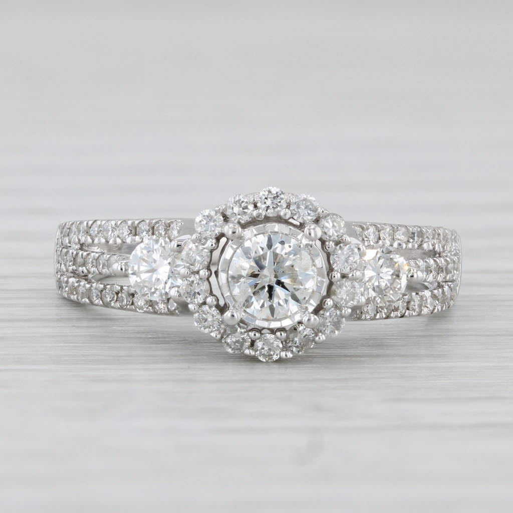 Vera Wang 0.92ctw Round Diamond Halo Engagement Ring 14k White Gold Sz 7 Bridal