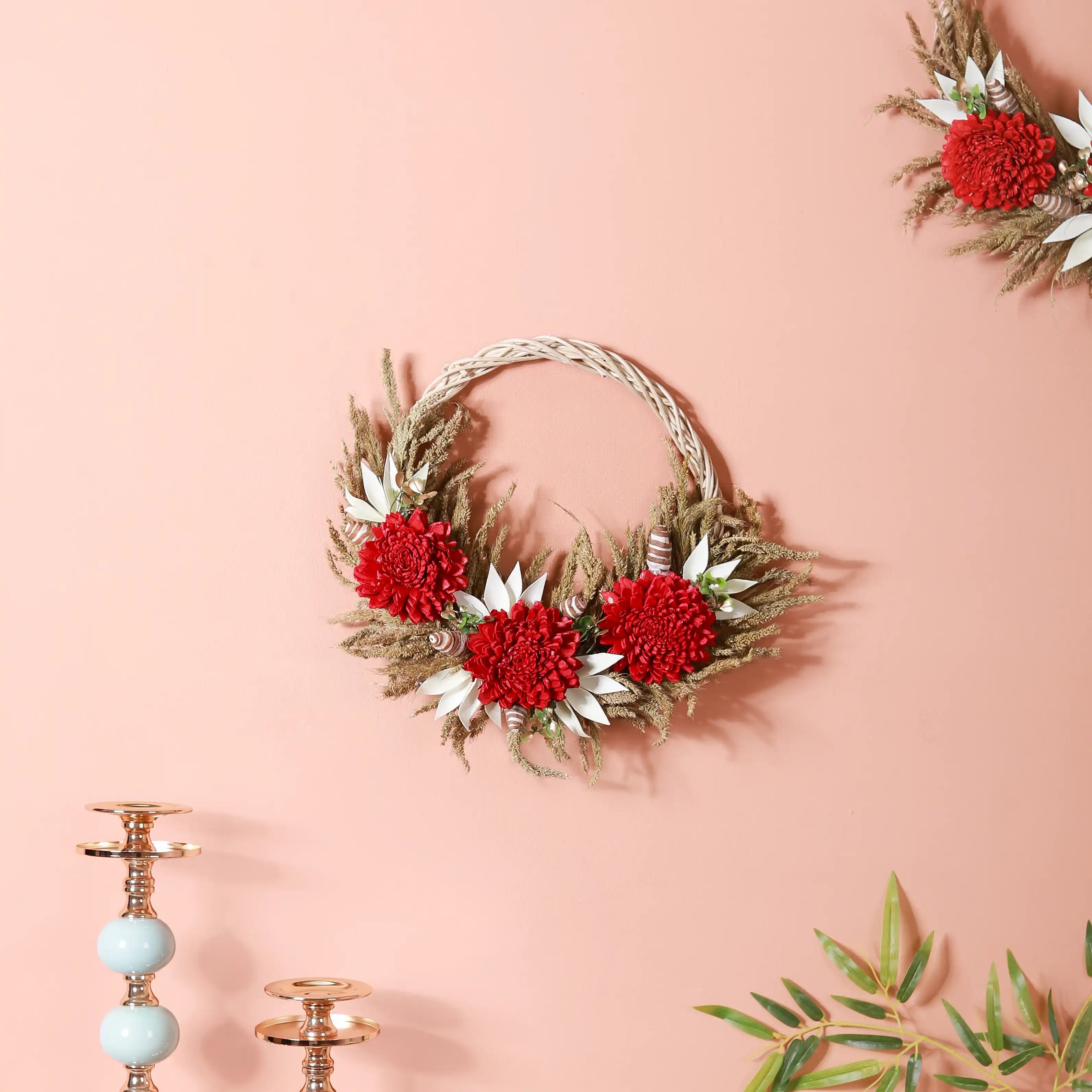 Festive Flower Wreath For Wall Decor