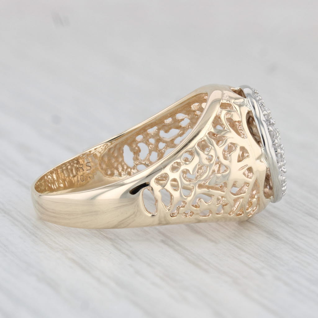 0.18ctw Diamond Cluster Men's Ring 10k Yellow Gold Size 10