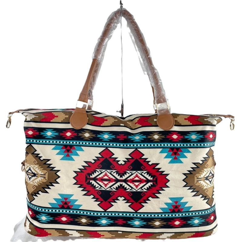 Unisex Large Polyester Geometric Vintage Style Streetwear Square Zipper Travel Bag