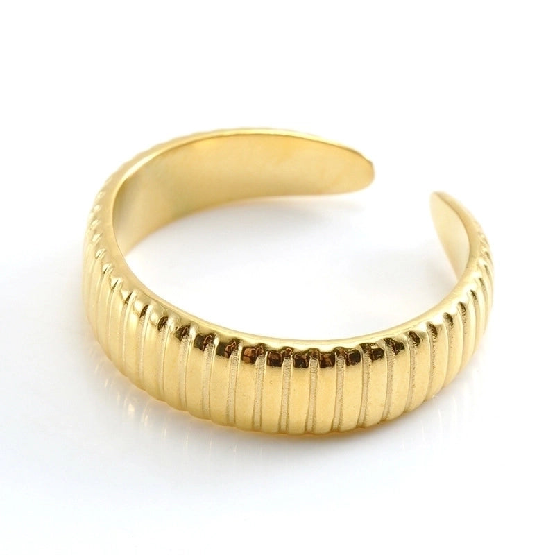 Retro Geometric 304 Stainless Steel Titanium Steel 18K Gold Plated Plating Stainless Steel Rings