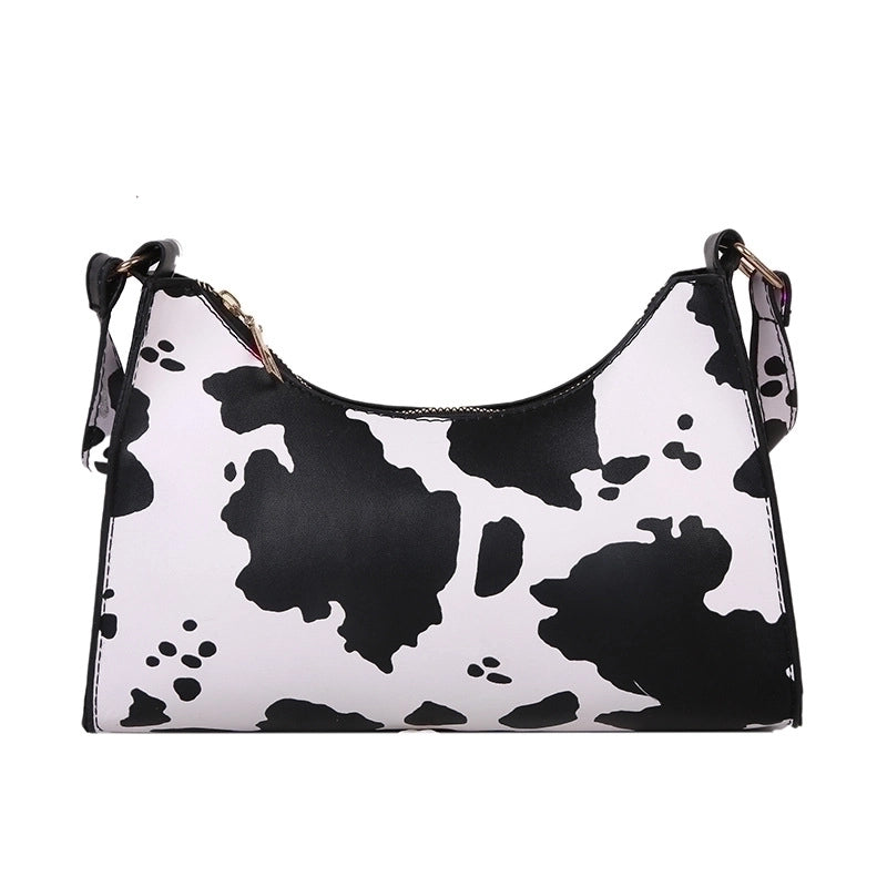 Women's Small All Seasons Pu Leather Leopard Vintage Style Square Zipper Underarm Bag