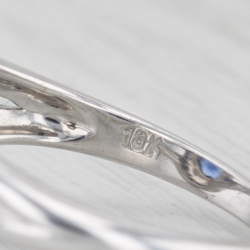 1.77ctw Oval Blue Sapphire Diamond Halo Ring 18k White Gold Size 6.25