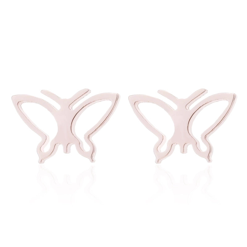 1 Pair Retro Butterfly Plating Hollow Out 304 Stainless Steel 18K Gold Plated Ear Studs