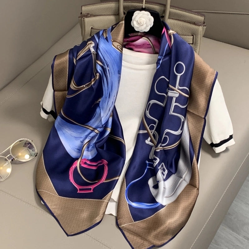 Women's Elegant Minimalist Printing Silk Printing Silk Scarf