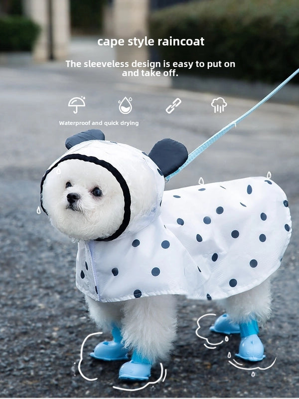 Hippy Dog Full Printed Wave Dot Bear Dog Poncho Rain Traction Pet Waterproof Two-legged Poncho Clothes