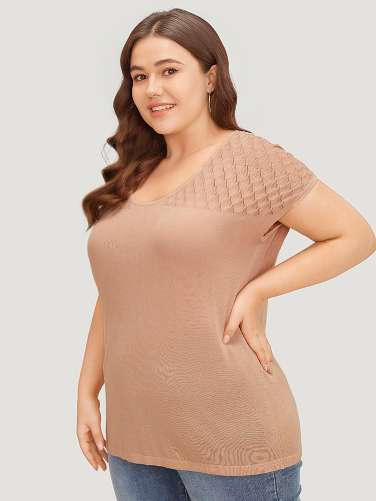 Supersoft Essentials Plain Patchwork Batwing Sleeve Scoop Neck Pullover