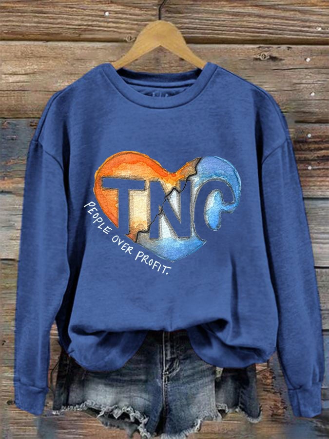 Women's Tennessee and North Carolina Hurricane Helene Print Crew Neck Sweatshirt