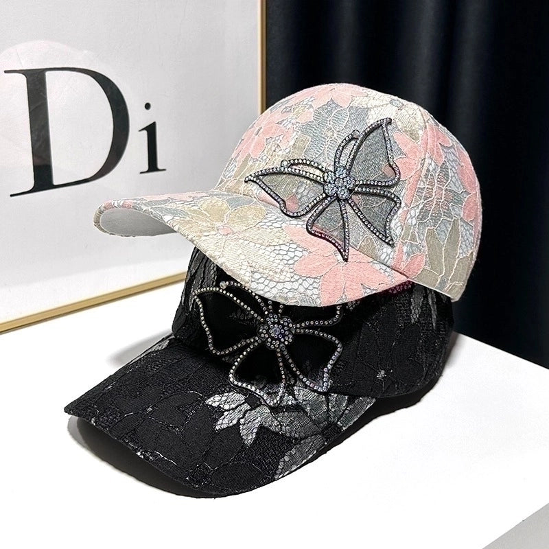 Women's Minimalist Classic Style Color Block Butterfly Curved Eaves Baseball Cap