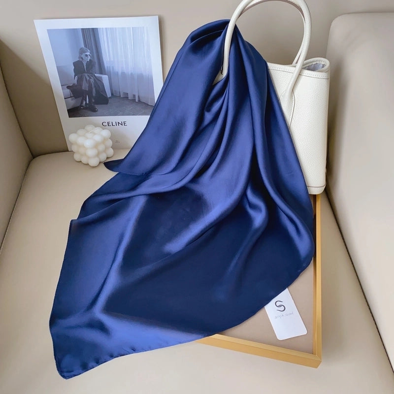 Women's Fashion Solid Color Satin Printing Silk Scarves