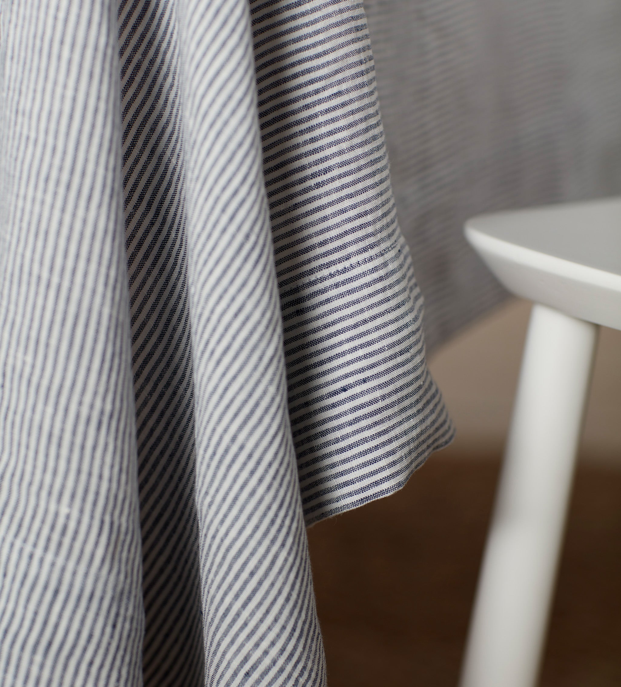 French Blue  Stripe 100% Linen Tablecloth