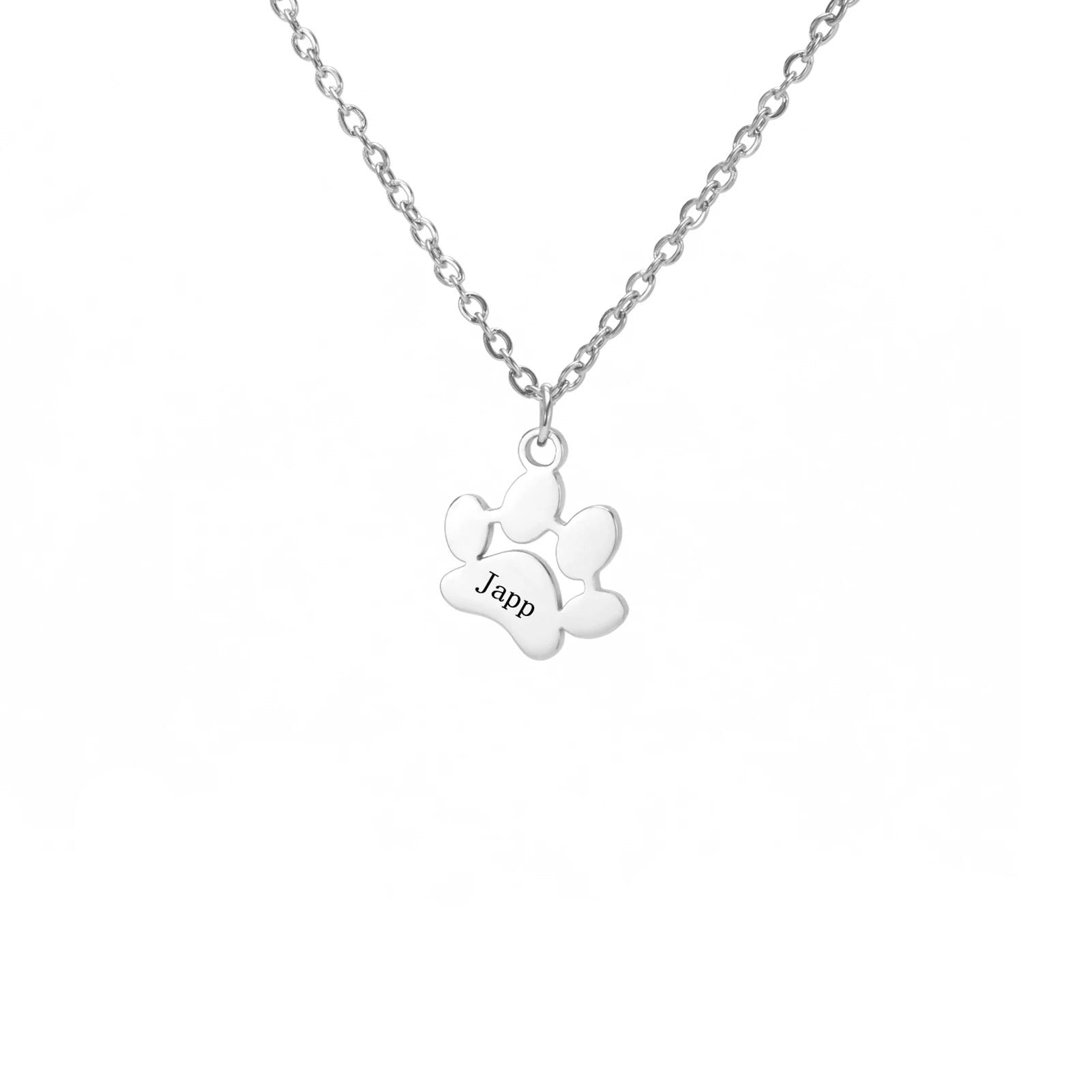 Custom Pet Name Paw Pendant Necklace