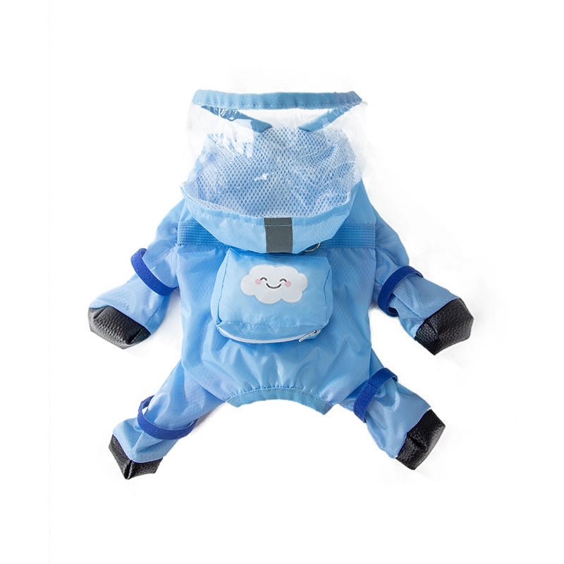 Traceable Dog Four-legged Raincoat Waterproof All-inclusive Small Dog Bichon Teddy Pet Rainy Day Clothes