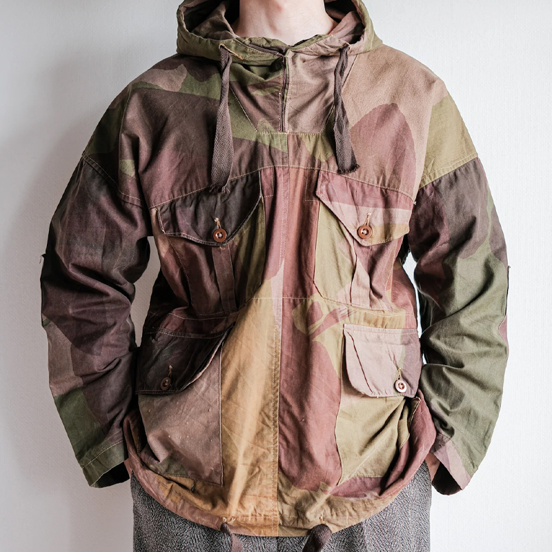 Men's Camouflage Multi-Pocket Cargo Pullover Windbreaker Jacket