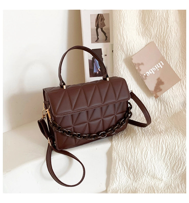 Women's Medium Pu Leather Solid Color Streetwear Square Flip Cover Crossbody Bag