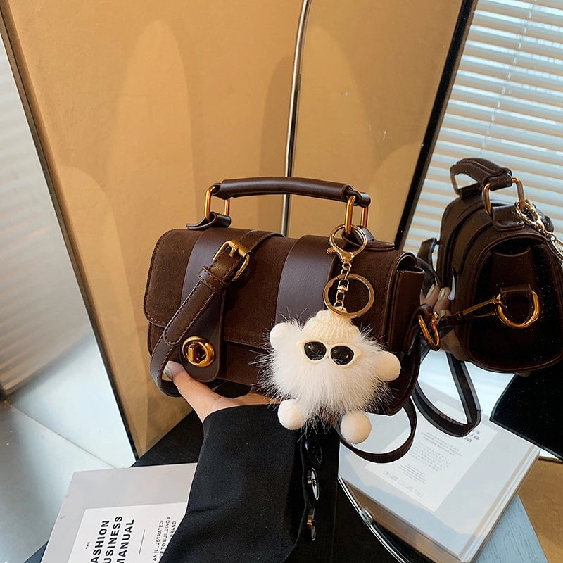 Women's Small Pu Matte Solid Color Elegant Streetwear Sewing Thread Pillow Shape Lock Clasp Crossbody Bag