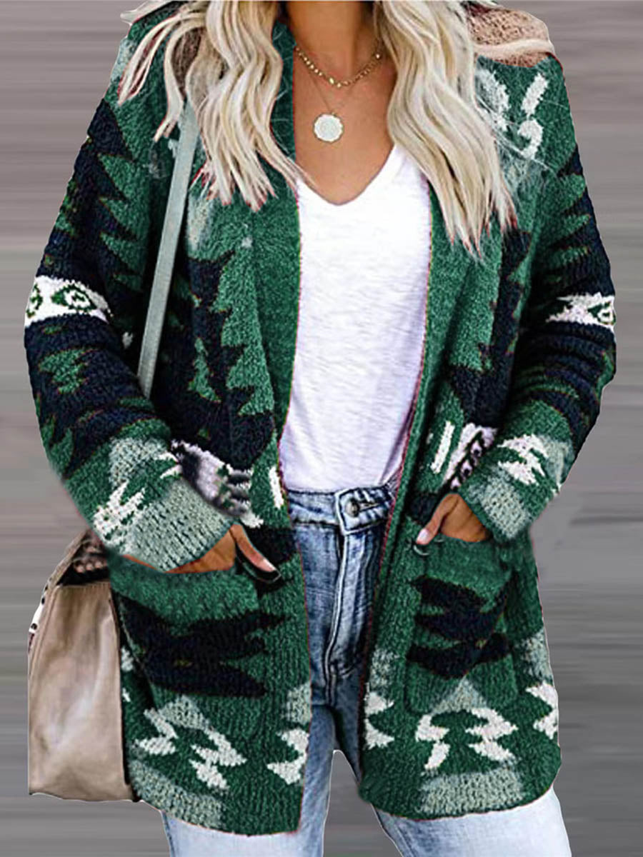 Casual Work Print Printing V Neck Cardigans(6 Colors)