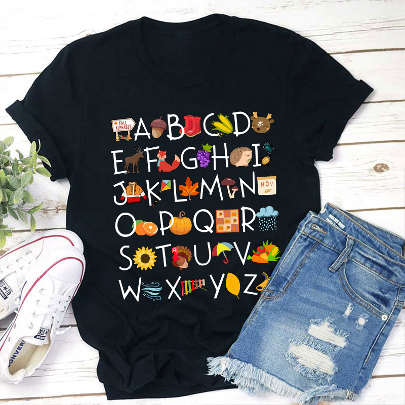 Fall Alphabet Teacher T-Shirt