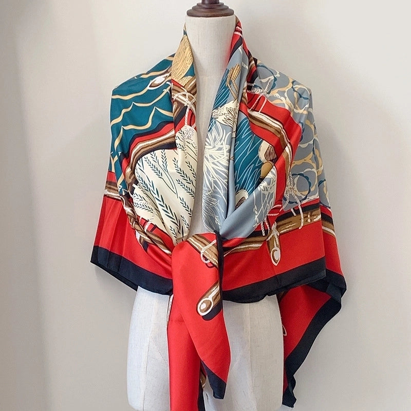 Women's Elegant Minimalist Plant Polyester Silk Scarf