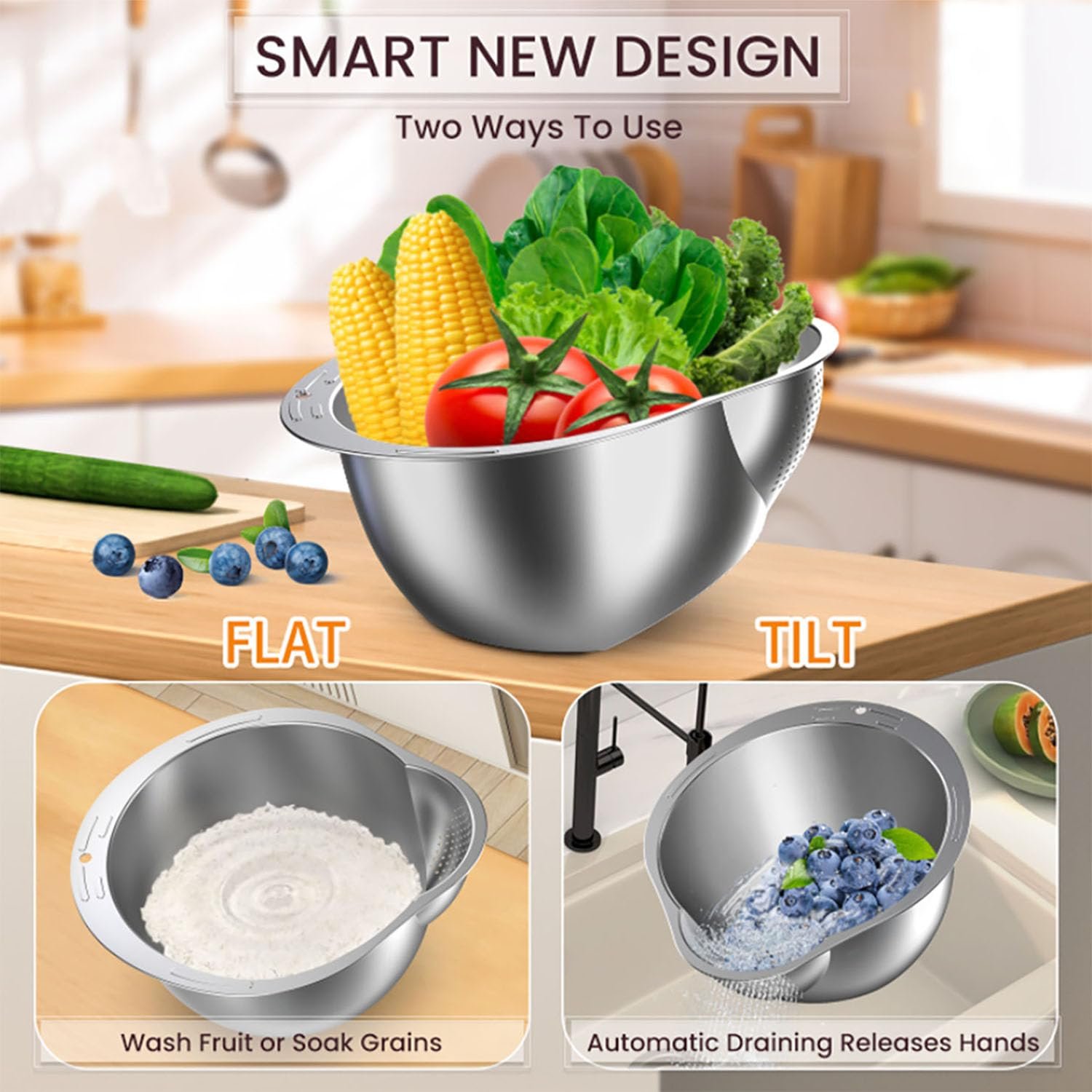 Multi-Functional Stainless Steel Colander