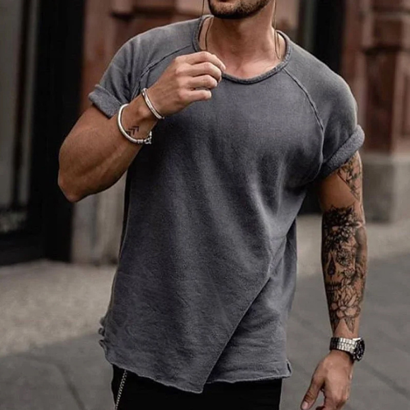 Loose Distressed Solid Color Street Short-Sleeved T-Shirt
