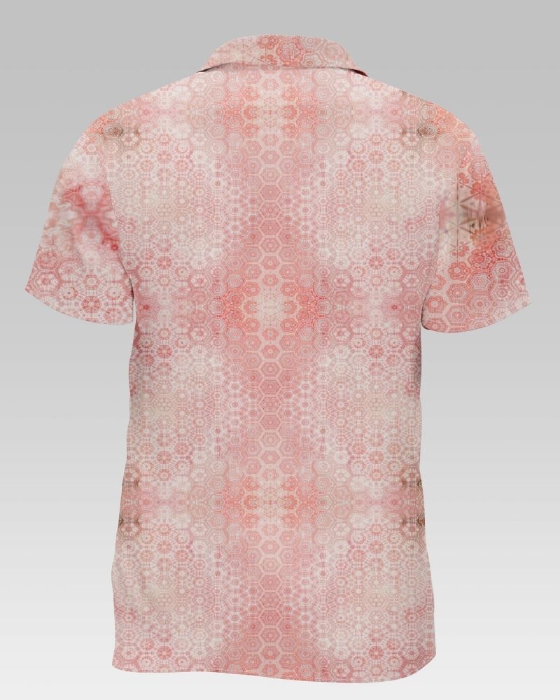 Hexagon Texture Print Cotton Shirt