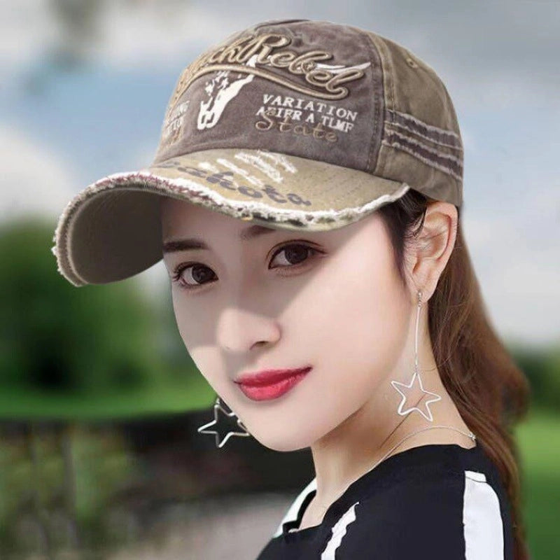 Women's New Hat Spring And Summer Outdoor Sports Baseball Cap American Retro Versatile Sun-proof Embroidered Peaked Cap