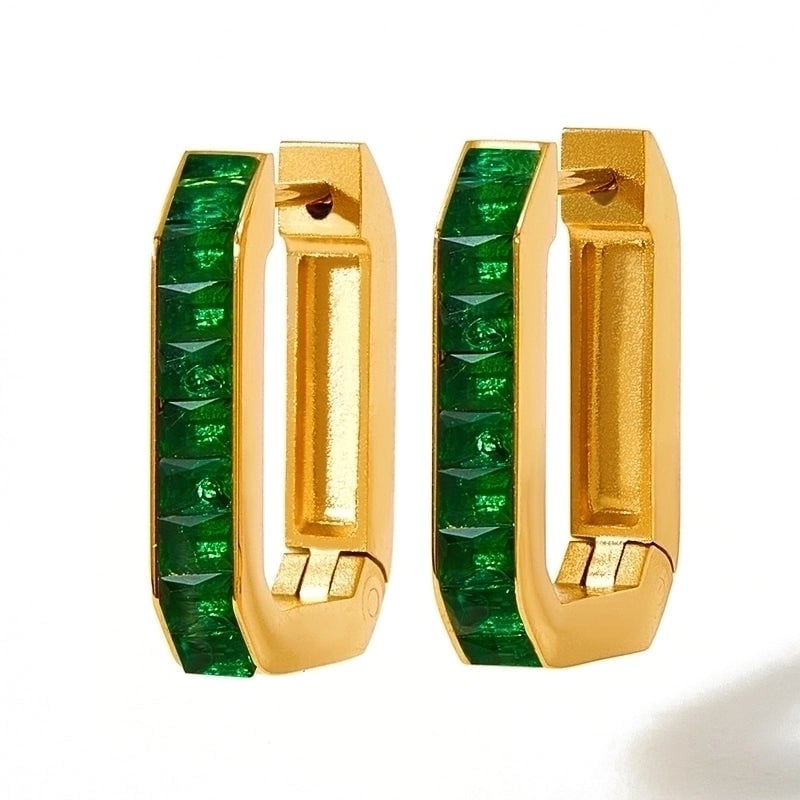 1 Pair Retro Rhombus Inlay 304 Stainless Steel Zircon 16K Gold Plated White Gold Plated Gold Plated Stainless Steel Earrings