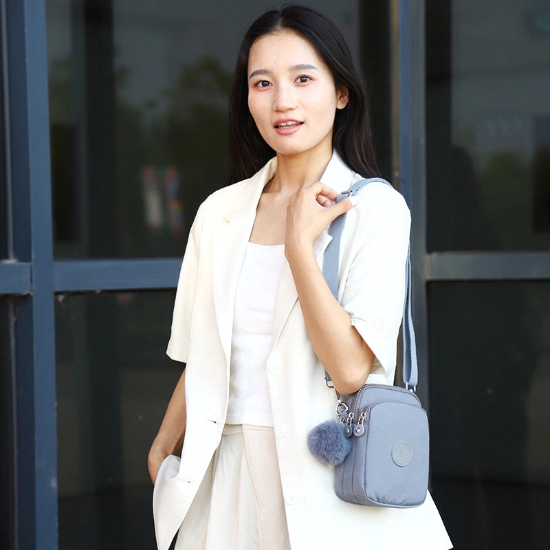 Women's Oxford Cloth Solid Color Streetwear Square Zipper Phone Wallets Crossbody Bag
