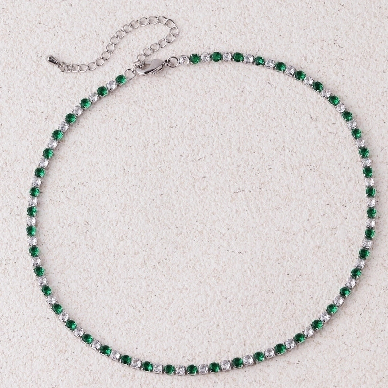 Copper Inlay Solid Color Zircon Copper Necklaces