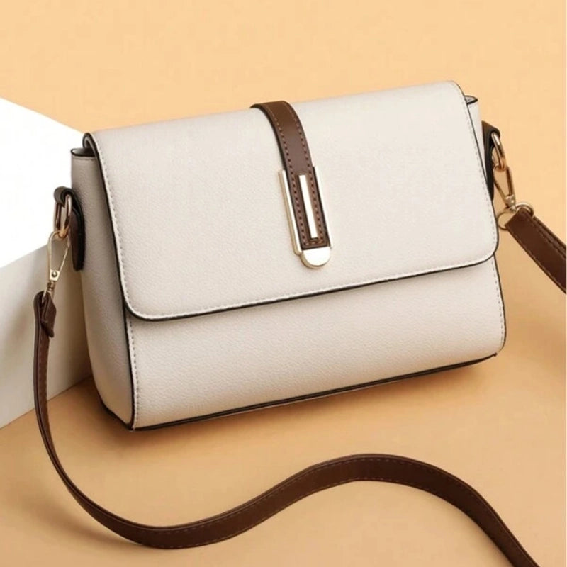 Small Square Bag Women's New Fashion Soft Leather Women's Shoulder Crossbody Bag Solid Color High-end Texture Middle-aged Mother Bag