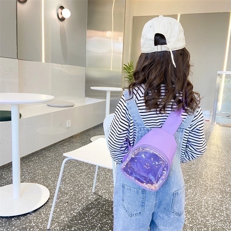 Pvc Candy Color Plastic Transparent Children's Chest Bag Crossbody Small Bag Shoulder Bag