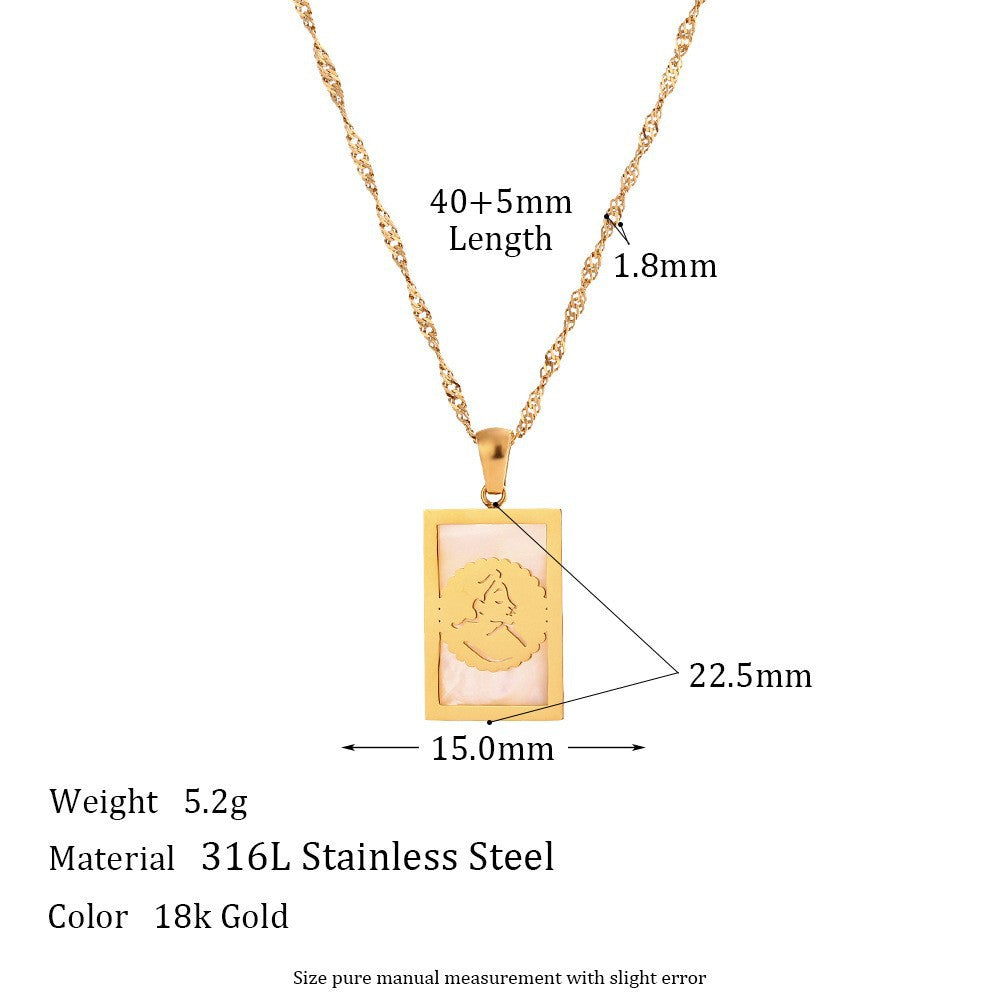 Fashion Quadrilateral Geometric Stainless Steel 18K Gold Plated Necklaces