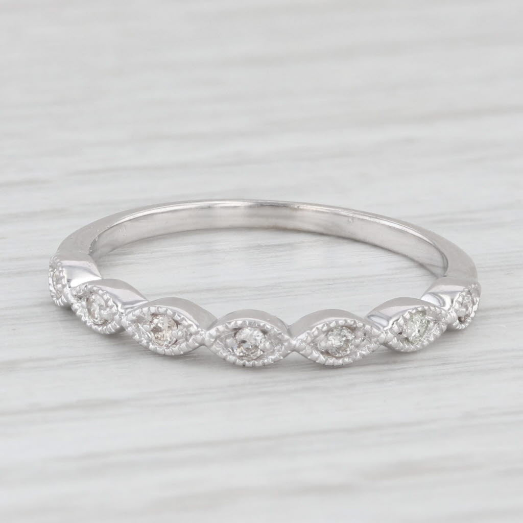 0.10ctw Diamond Wedding Band 10k White Gold Stackable Ring Size 6.5