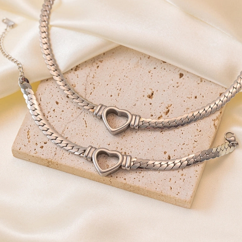Hip-Hop Retro Solid Color Titanium Steel Plating Jewelry Set