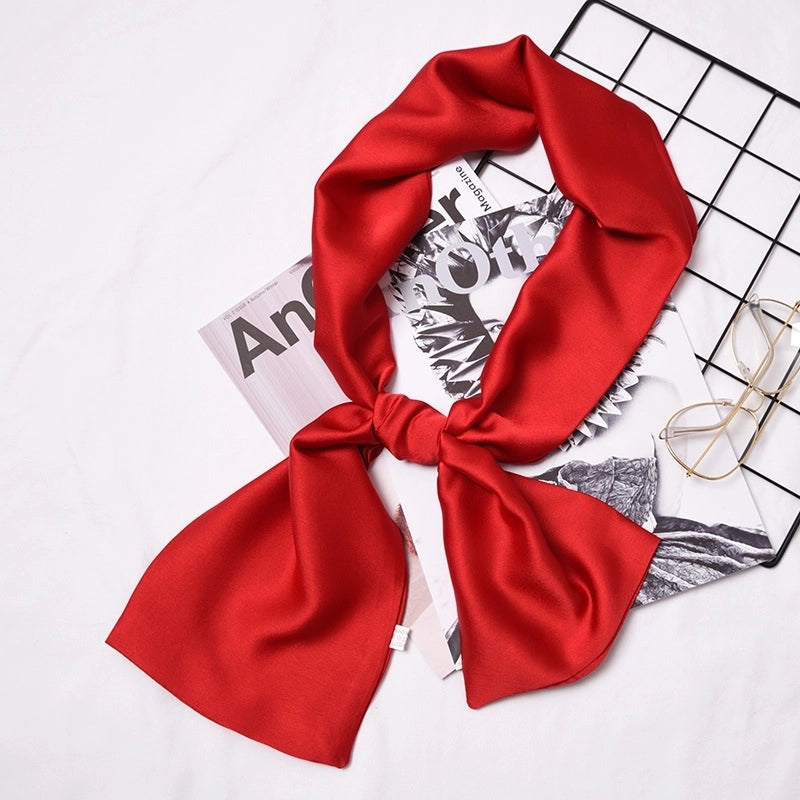 Women's Sweet Solid Color Satin Silk Scarf
