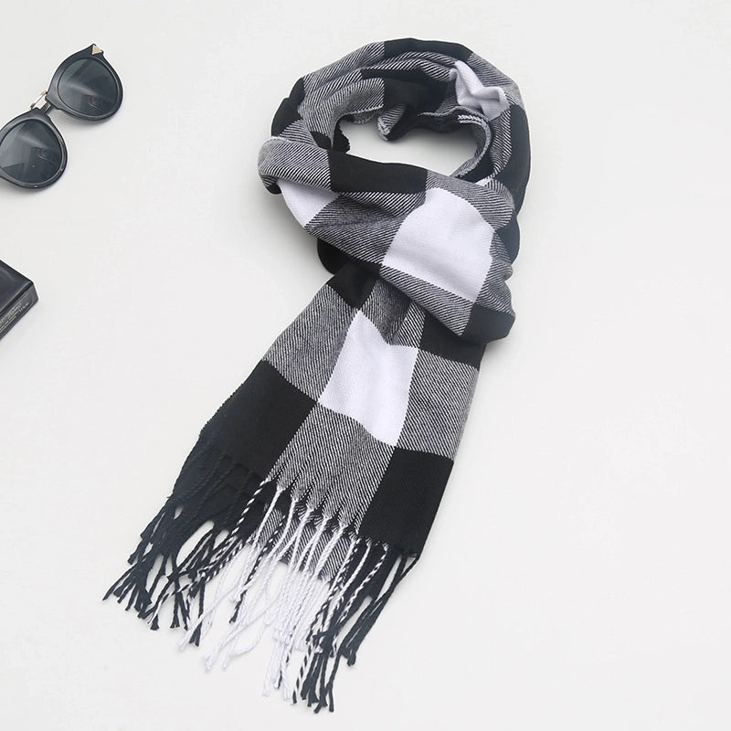 New Couple Plaid Scarf Parent-child Scarf Autumn And Winter Men's And Women's New Cashmere Plaid Color Matching Shawl