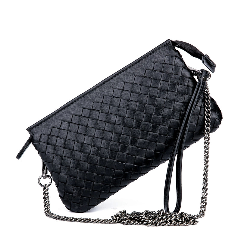 Women's Medium Leather Solid Color Vintage Style Classic Style Weave Square Zipper Crossbody Bag