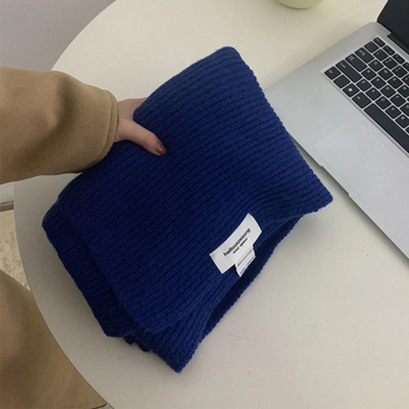 Klein Blue Thickened Knitted Wool Scarf Women's Winter  Good Riding Scarf Day Gift For Boys