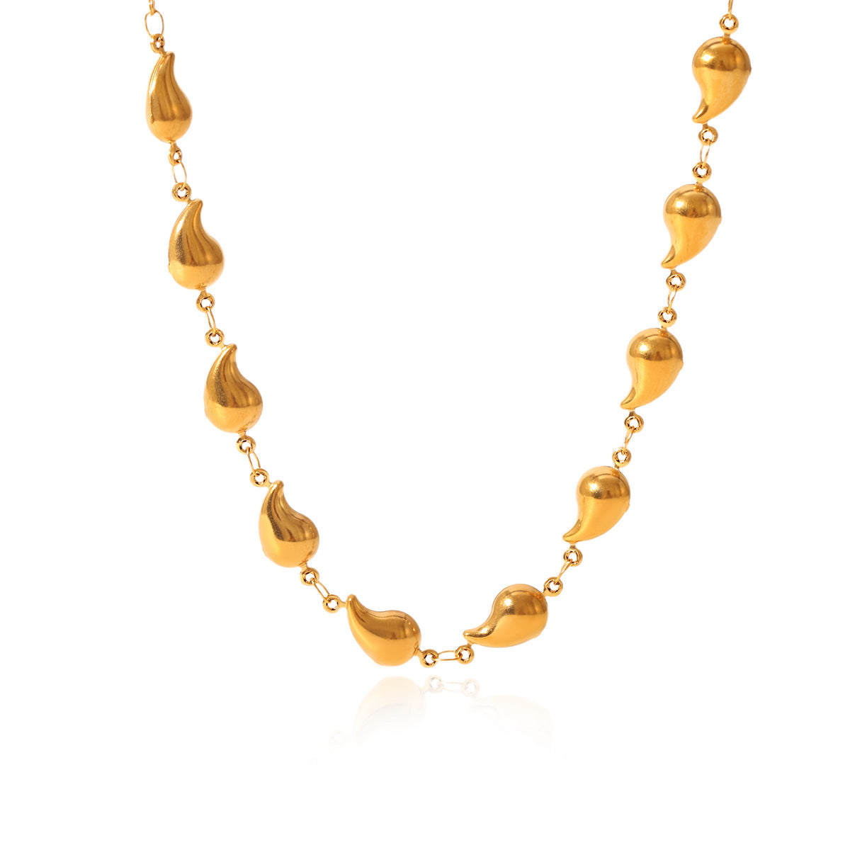 18K Gold Stainless Steel Necklace Water Drop Shell Butterfly Chain Titanium Steel Necklace Ins Style Clavicle Chain