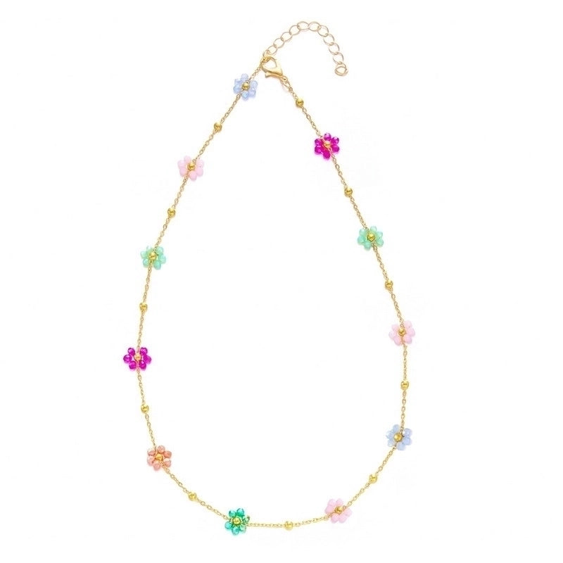 Style Jewelry Suit Fashion Women's High-Grade Love Heart Flowers Beaded Necklace Girl's Small Flower Choker Clavicle Chain