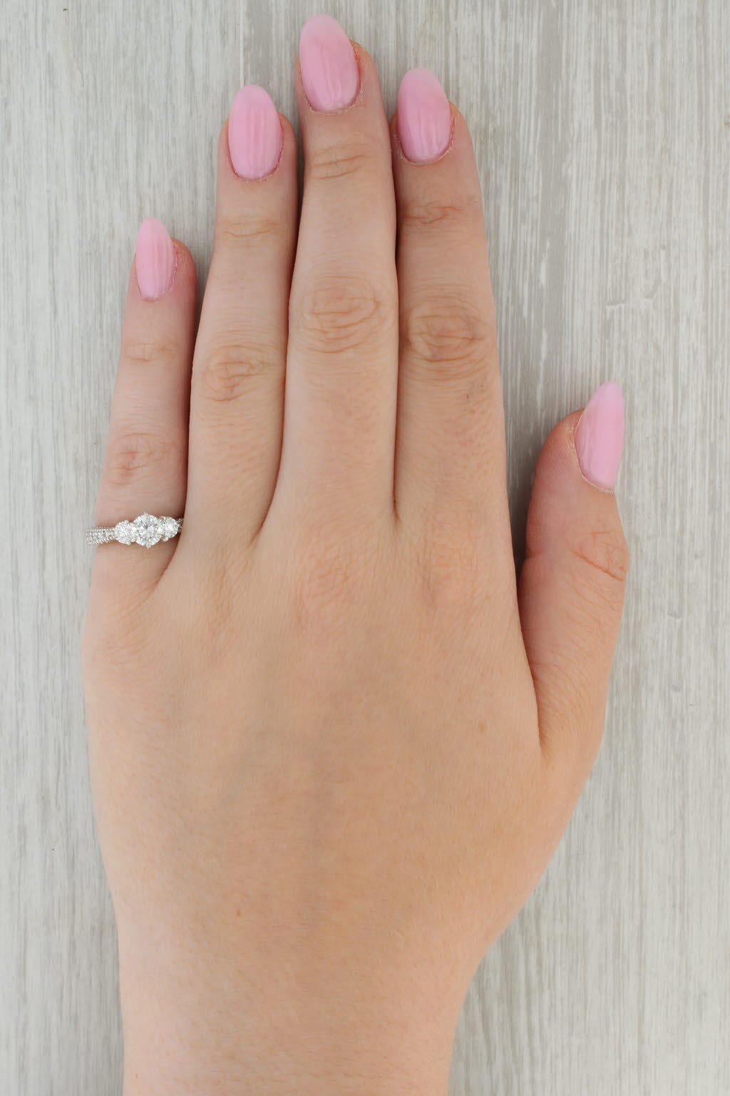 1.38ctw Round Diamond Engagement Ring 14k White Gold Size 5.5 3-Stone