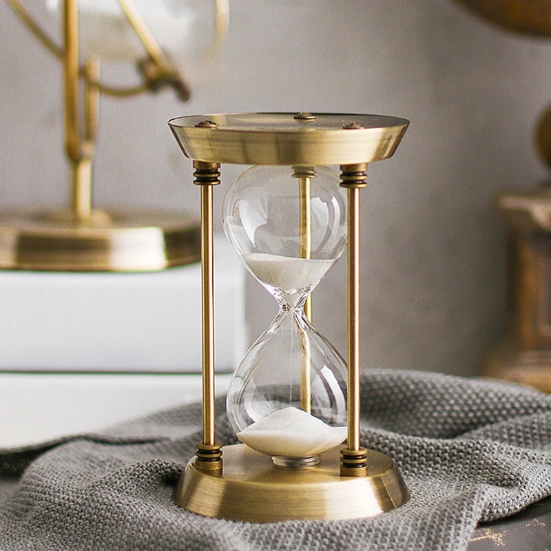 EUROPEAN RETRO EMPTY HOURGLASS SAND TIMER METAL SAND GLASS HOME OFFICE DECOR