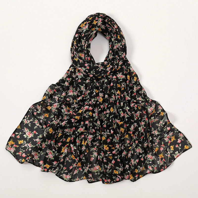 Women's Elegant Sweet Flower Polyester Scarf Shawl