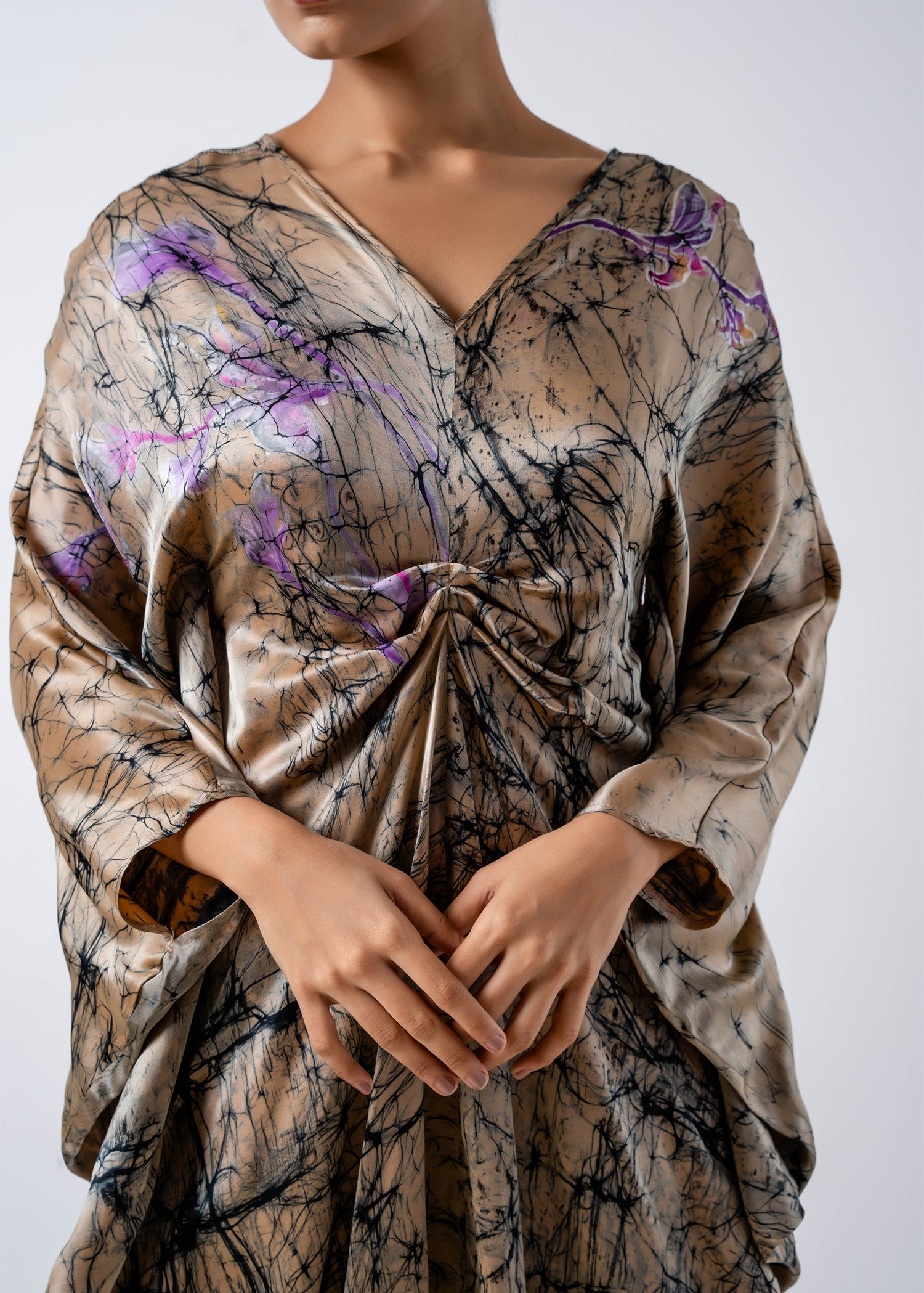 Batik Floral Draped Kaftan