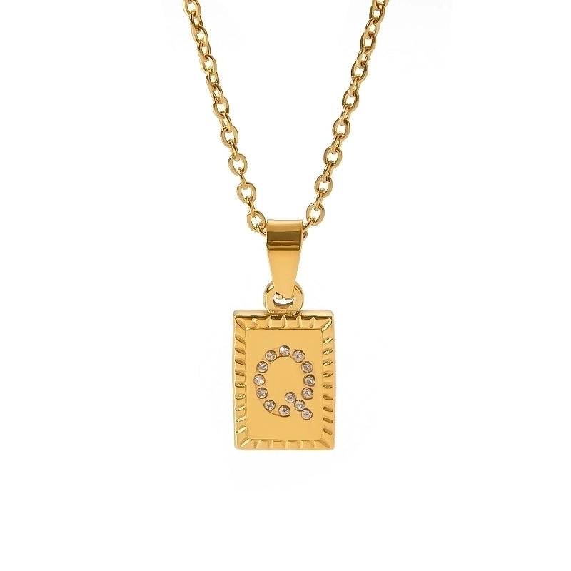 304 Stainless Steel Sweet Polishing Plating Inlay Letter Diamond Necklace