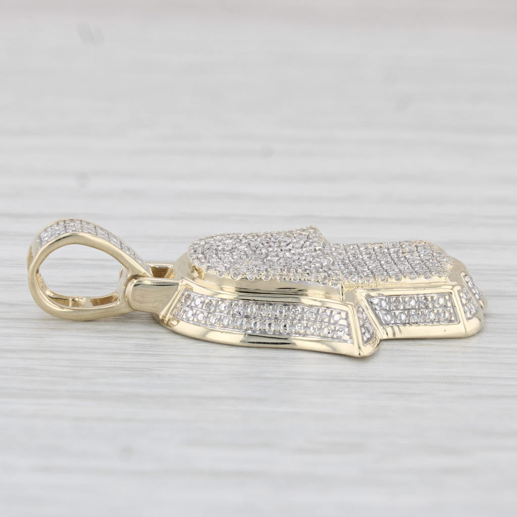 0.20ctw Diamond Hamsa Hand Pendant 10k Yellow White Gold Talisman